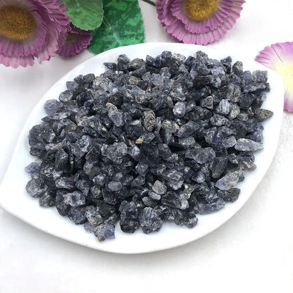 100g Bulk Iolite Natural Stone Cordierite Stones Crystals Chips Gravel Rock Crystal Healing Raw Gemstone Home Garden Decoration