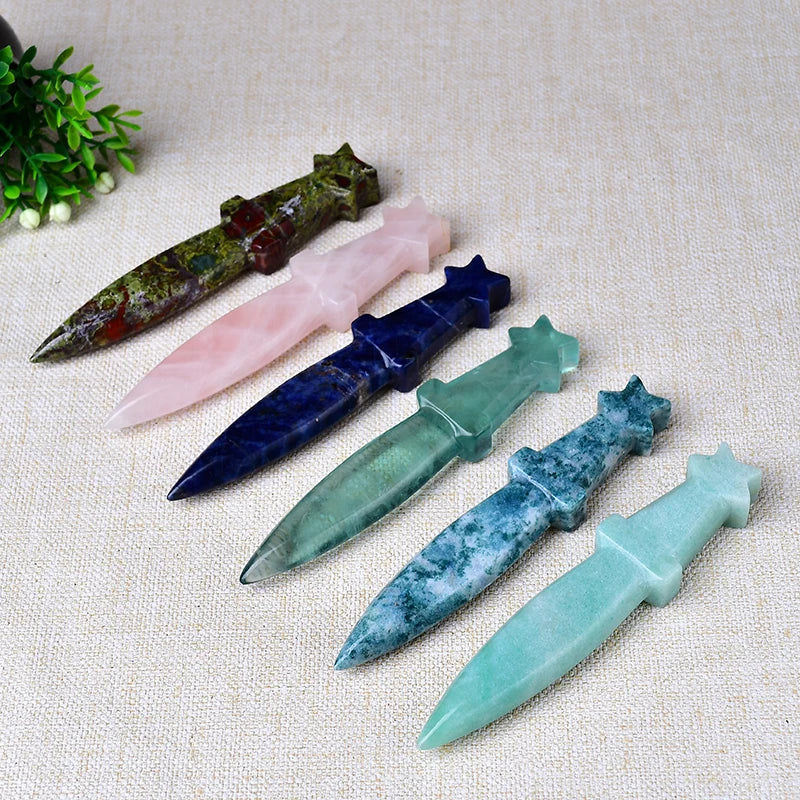Natural Crystal Carved Witch's Knife Healing Crystal Gift for Rituals Unique Home Decor & Garden Item