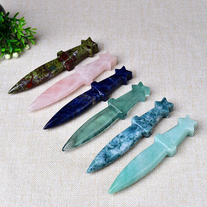 Natural Crystal Carved Witch's Knife Healing Crystal Gift for Rituals Unique Home Decor & Garden Item
