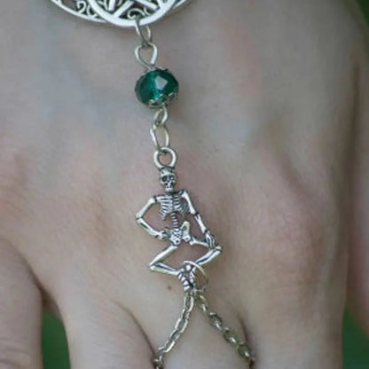 Moon Bracelet Triple Goddess Crescent Bracelet Ring  Pagan Wicca Witch Pentacle Bracelet