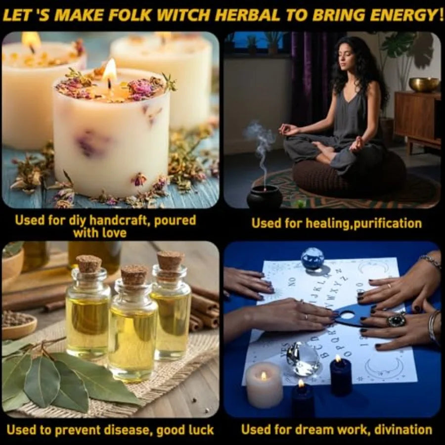 70pack Witchcraft Supplies Herbs Kit Dried Flowers for Witch Beginner Bulk Herb Gift Set for Wicca Pagan Wiccan Rituals Magic S