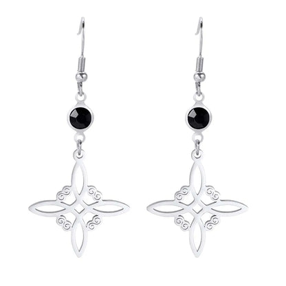 Unift Goth Stainless Steel Earring Triple Rune Moon Phase Pentagram Earrings Woman Men Vintage Jewelry Ear Piercing Witch Knot