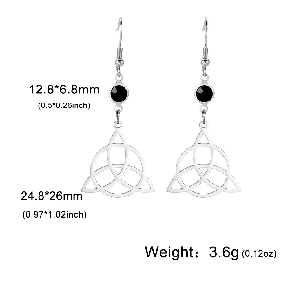 Unift Goth Stainless Steel Earring Triple Rune Moon Phase Pentagram Earrings Woman Men Vintage Jewelry Ear Piercing Witch Knot