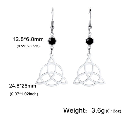 Unift Goth Stainless Steel Earring Triple Rune Moon Phase Pentagram Earrings Woman Men Vintage Jewelry Ear Piercing Witch Knot