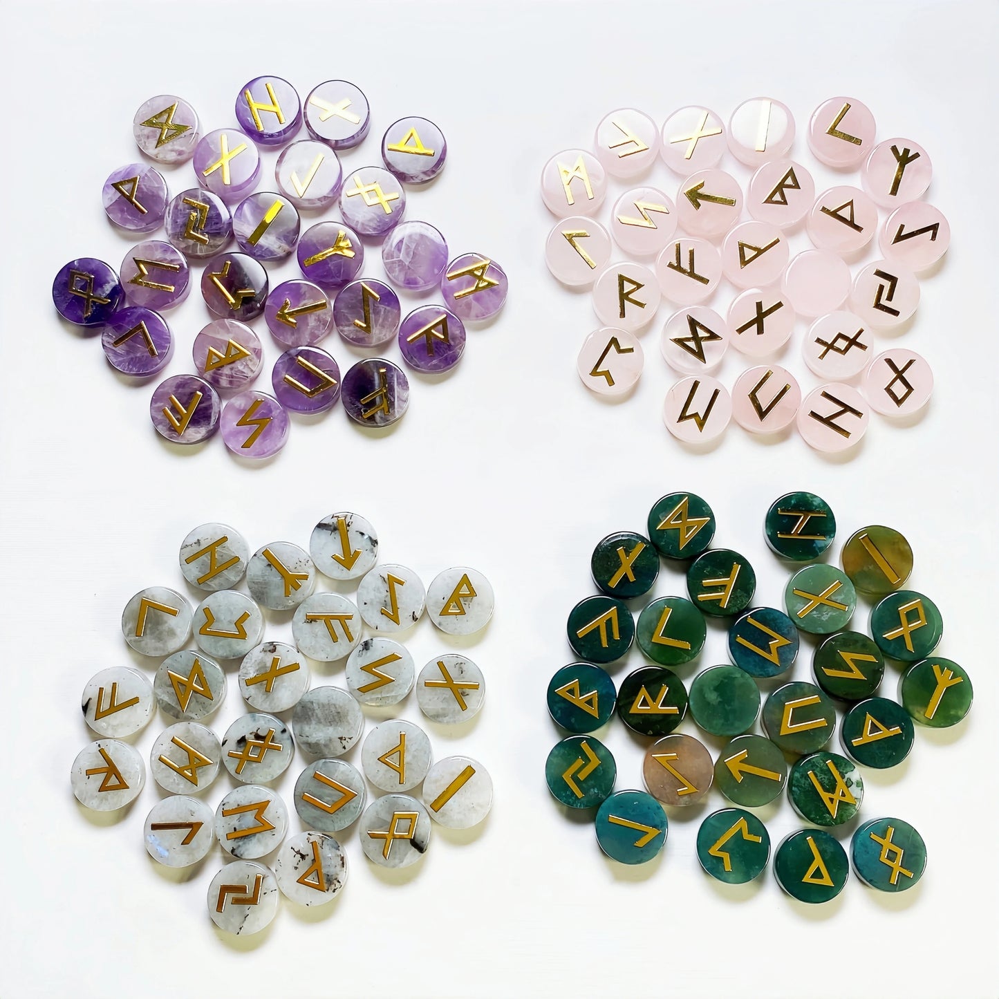 25pcs Natural Crystal Quartz Runes Signs Stone Witch Runic Alphabets Letters Sacred Symbol Energy Amulet Reiki Healing Chakra