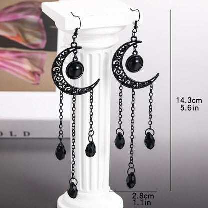 Vintage Gothic Vampire Witch Black Moon Earrings for Women 2023 New Creative Halloween Party Personalized Jewelry Accessories