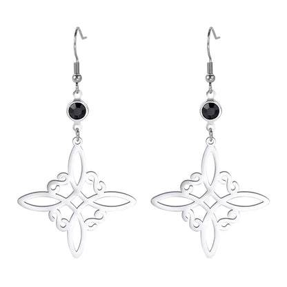 Unift Goth Stainless Steel Earring Triple Rune Moon Phase Pentagram Earrings Woman Men Vintage Jewelry Ear Piercing Witch Knot