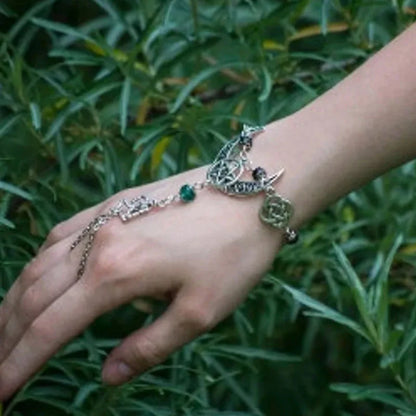 Moon Bracelet Triple Goddess Crescent Bracelet Ring  Pagan Wicca Witch Pentacle Bracelet