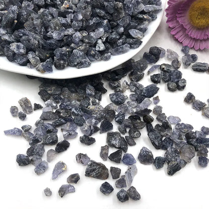 100g Bulk Iolite Natural Stone Cordierite Stones Crystals Chips Gravel Rock Crystal Healing Raw Gemstone Home Garden Decoration