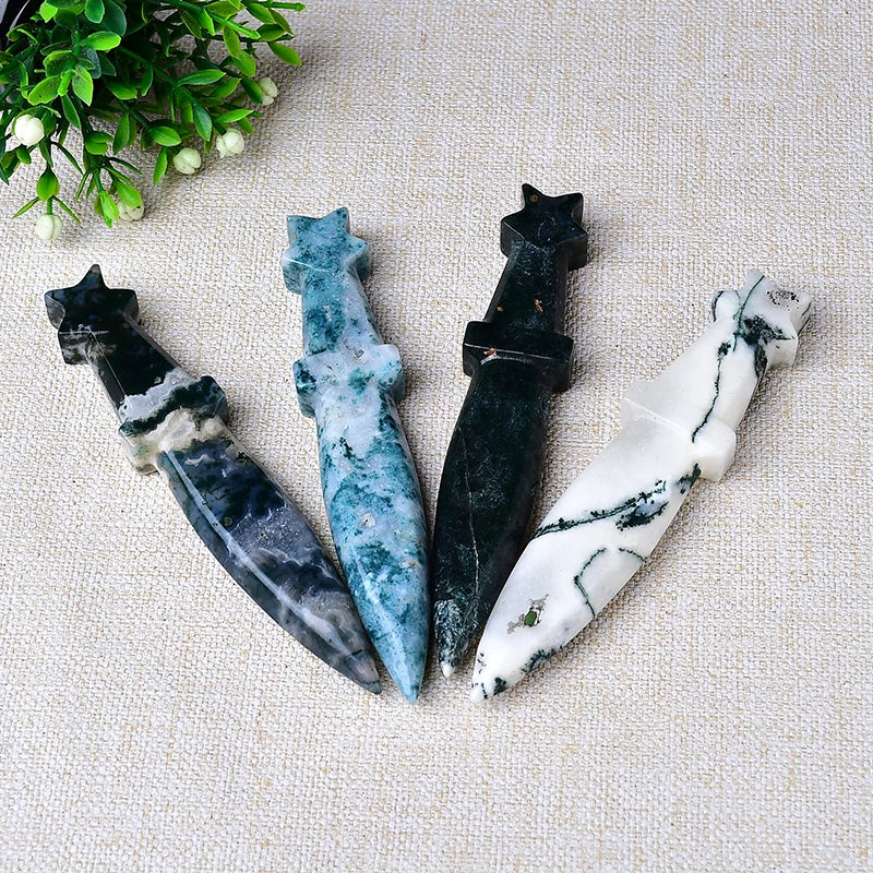 Natural Crystal Carved Witch's Knife Healing Crystal Gift for Rituals Unique Home Decor & Garden Item
