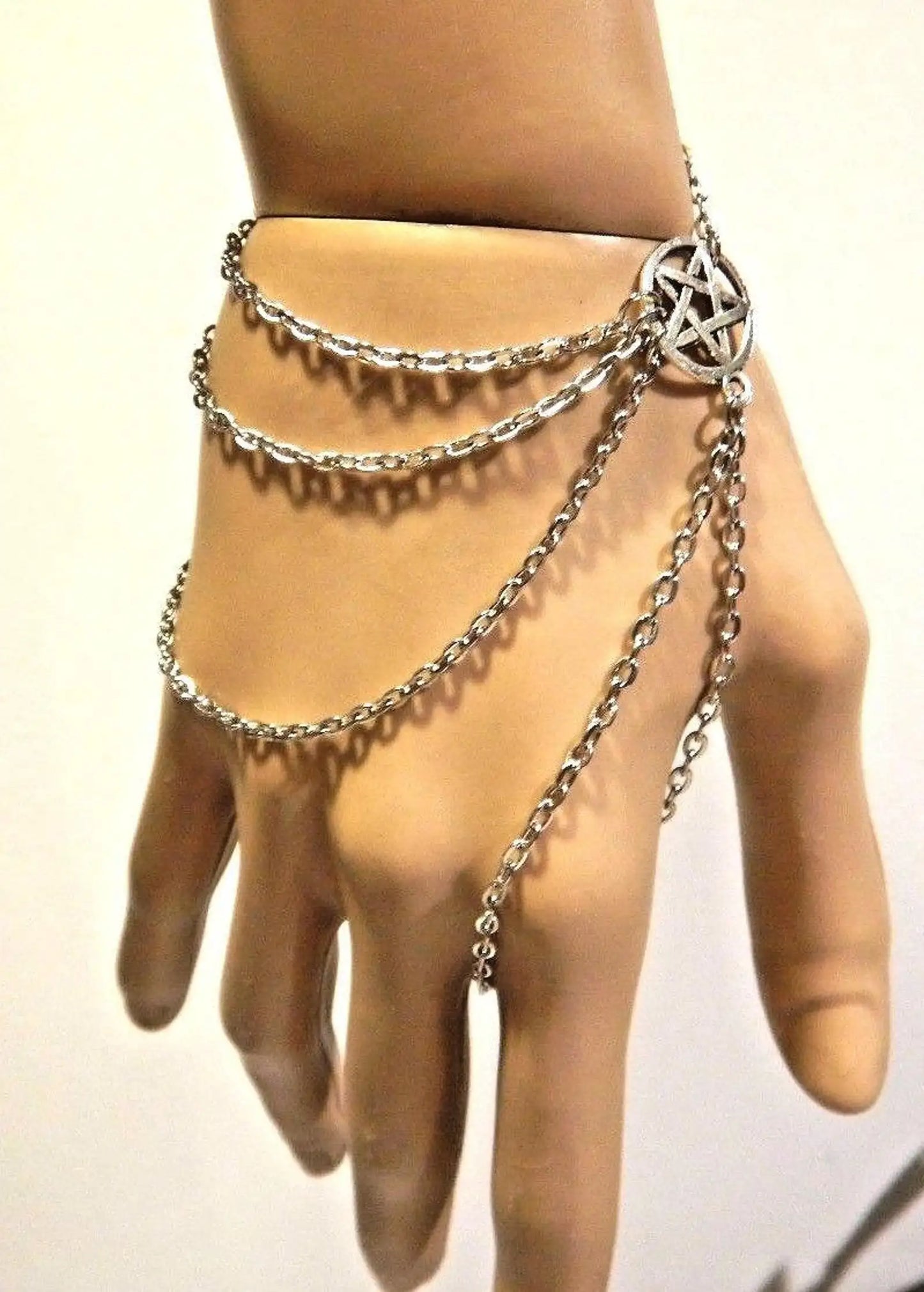 Moon Bracelet Triple Goddess Crescent Bracelet Ring  Pagan Wicca Witch Pentacle Bracelet