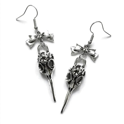 Moon Raven Skull Earrings, Blood drops, Gothic jewelry, bows, Black Raven, Witch accessories, Retro, Raven Cameo, Pentagram，Gift