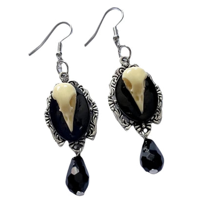 Moon Raven Skull Earrings, Blood drops, Gothic jewelry, bows, Black Raven, Witch accessories, Retro, Raven Cameo, Pentagram，Gift
